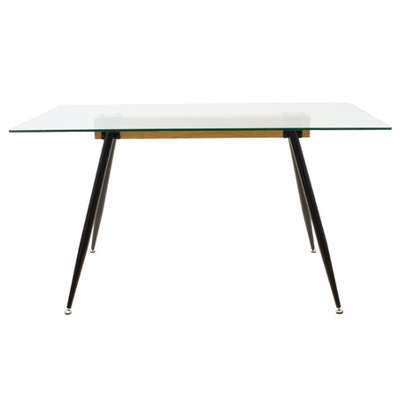 Masa Astrid, Negru - Natural - Transparent, 140x80x75 cm