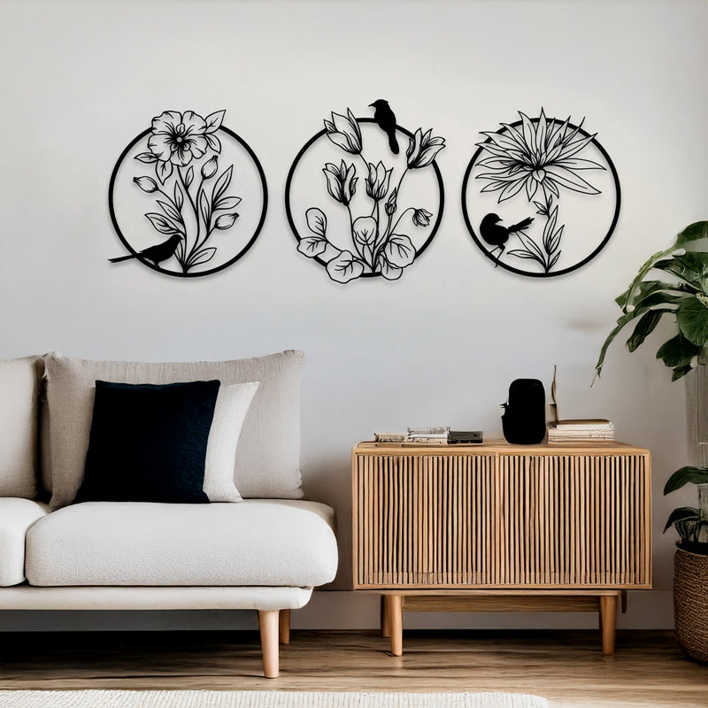 Decorațiune metal Wall deco Renka set 3 piese negru metal Ø30x0.15cm