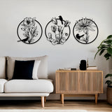 Decorațiune metal Wall deco Renka set 3 piese negru metal Ø30x0.15cm