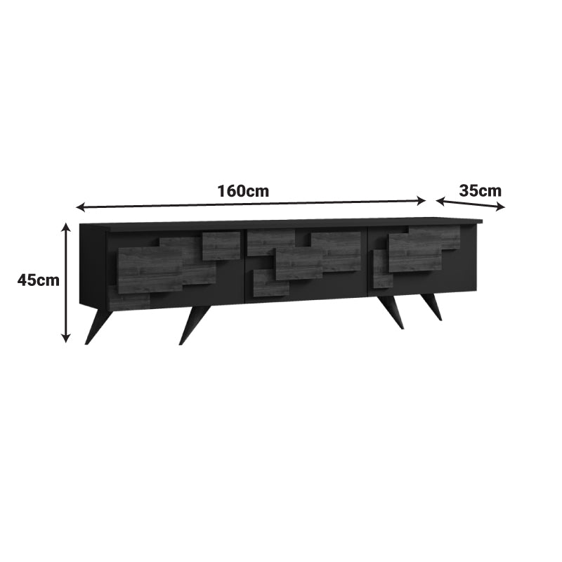 Comoda TV Trida, 160x35x45 cm - Antracit-Nuc