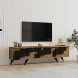 Comoda TV Trida, 160x35x45 cm - Negru-Stejar