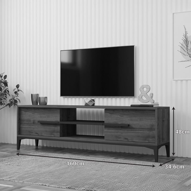 Comoda TV Eslem, 160x35x45 cm - Antracit-Nuc