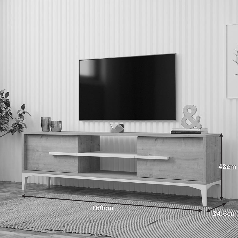 Comoda TV Eslem, 160x35x45 cm - Alb-Natural