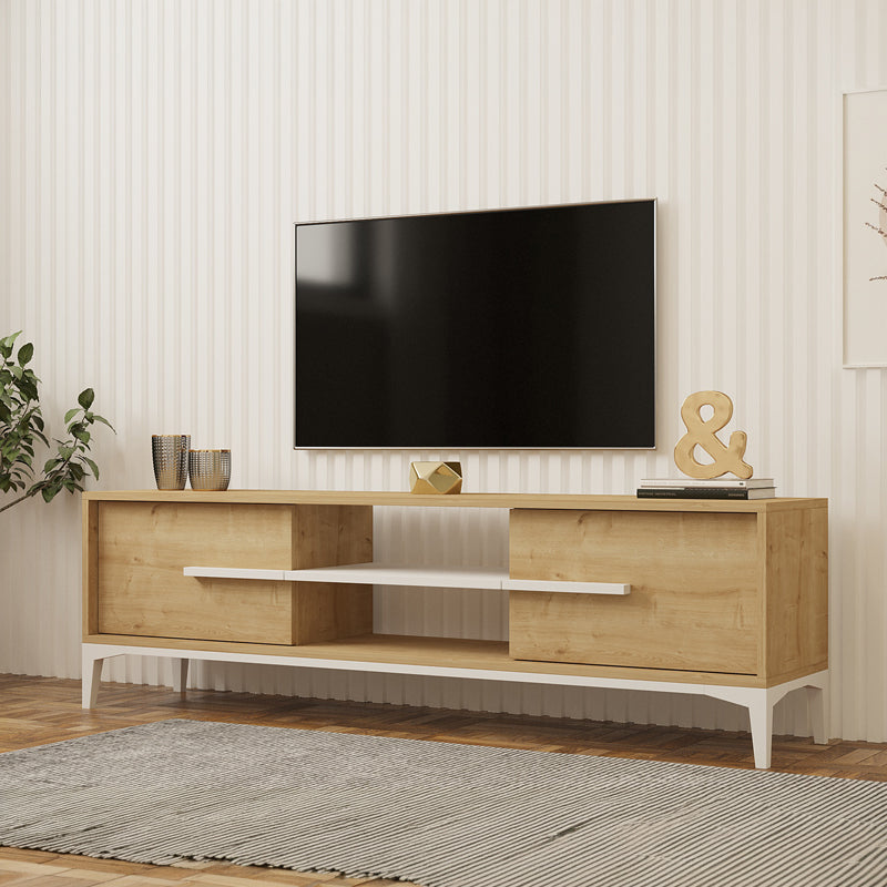 Comoda TV Eslem, 160x35x45 cm - Alb-Natural