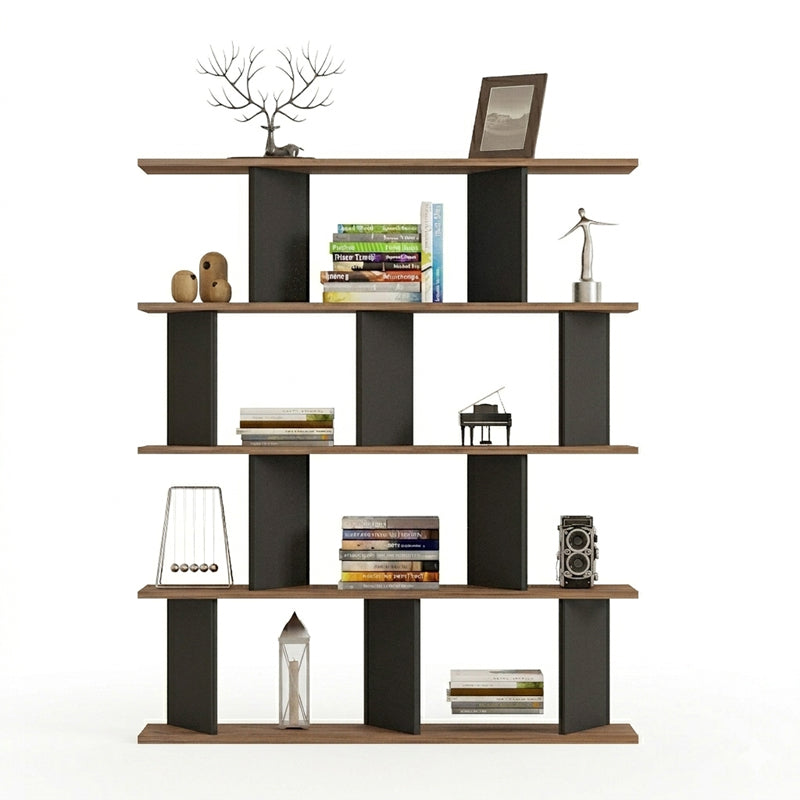 Biblioteca Ratu, 120x25x141 cm - Antracit-Stejar