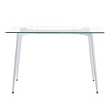Masa dining Quana, Sticla, Picioare albe, 120x70x75 cm