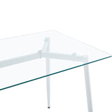 Masa dining Quana, Sticla, Picioare albe, 120x70x75 cm