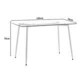 Masa dining Quana, Sticla, Picioare albe, 120x70x75 cm