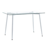 Masa dining Quana, Sticla, Picioare albe, 120x70x75 cm