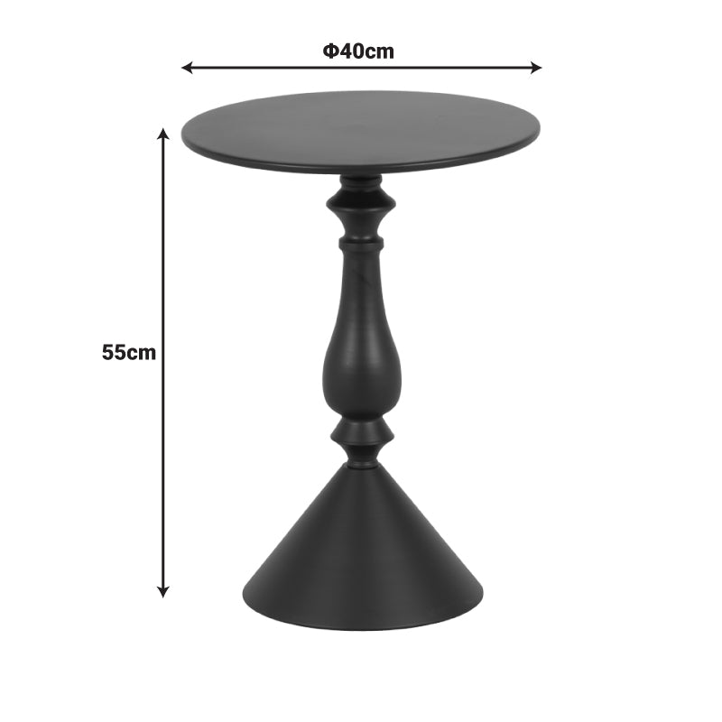 Măsuță auxiliară modernă Lalou, metal, negru, 40x55 cm