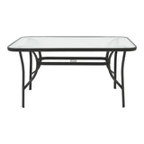 Set masă de dining cu 5 piese Obbi-Ensure, Metal și sticlă, 140x80x70 cm, Negru