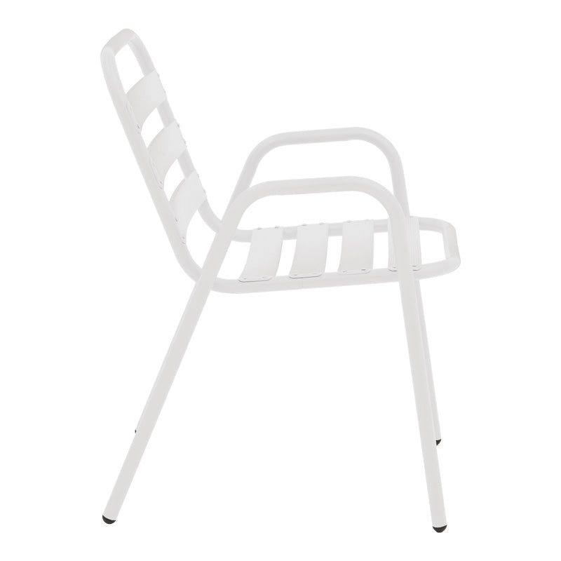 Set masă cu 4 scaune, stil modern, metal și sticlă, alb, 120x70x70cm - Model Sussie Ensure Pakoworld