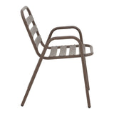 Set masă cu scaune Ensure-Sussie, metal, 140x80x70 cm, maro