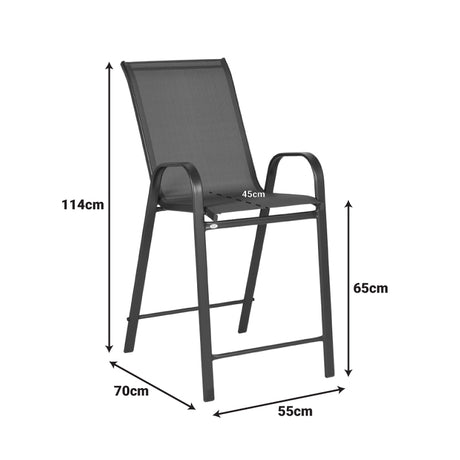 Scaun de bar mediu Calan, metal și textilenă, gri închis, 55x70x114 cm