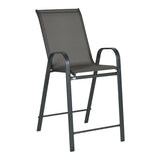 Scaun de bar mediu Calan, metal și textilenă, gri închis, 55x70x114 cm