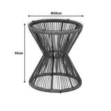 Măsuță de sticlă cu rattan, Mabil, Sticlă și Rattan, 50x55 cm, Gri