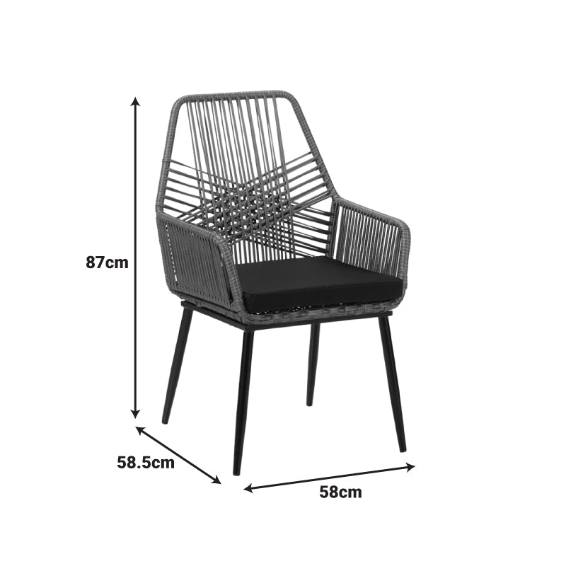 Fotoliu de exterior, Tanish, ratan, 58x58x87 cm, gri deschis