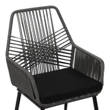 Fotoliu de exterior, Tanish, ratan, 58x58x87 cm, gri deschis