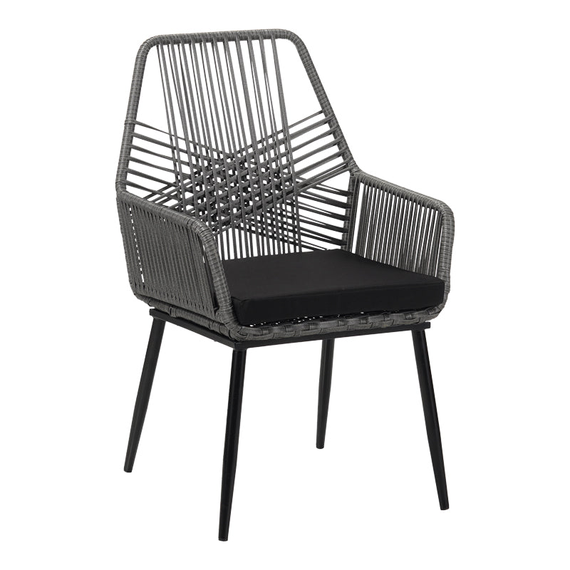 Fotoliu de exterior, Tanish, ratan, 58x58x87 cm, gri deschis