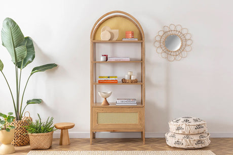 Biblioteca Nala 75 Howard, natural - negru, 75x40x182 cm