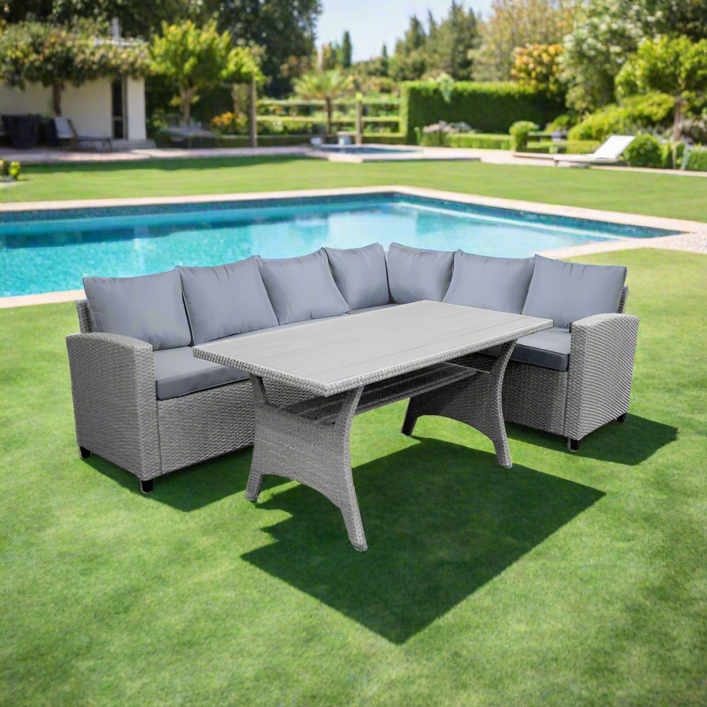 Set Canapele de gradina si masa, Model Flashy, gri