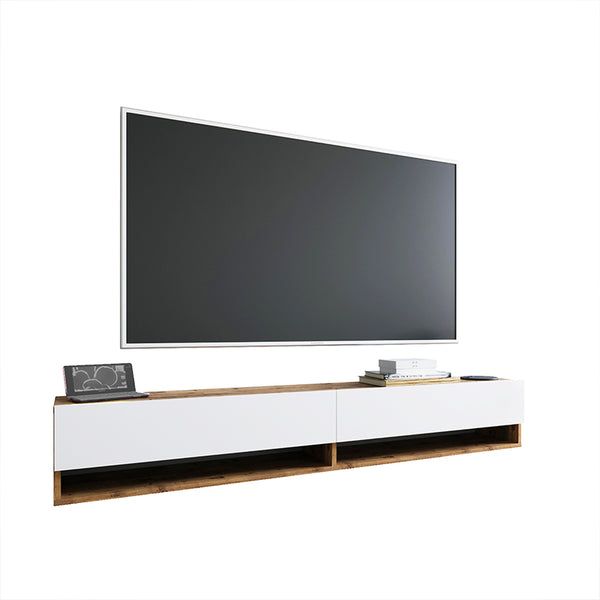 Comoda TV de perete Handra cu raft ,  antracit-stejar 180x32x30cm