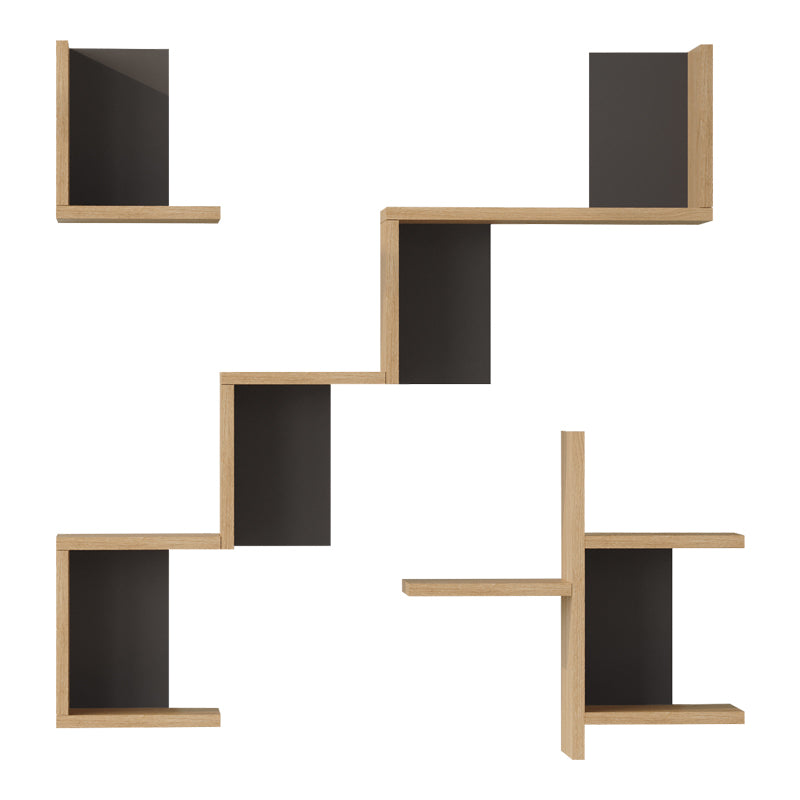 Raft de perete Wall shelf Verso stejar cu antracit color 99.4x14.5x103cm, Stejar-Antracit