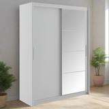 Dulap cu 2 usi glisante Elodie  cu oglinda alba 160x61x216cm