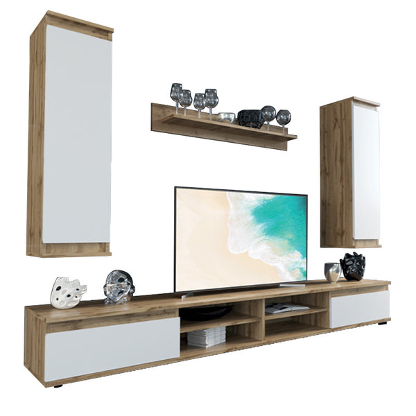Comoda TV Sandro  nuc-alb 175x37x160cm