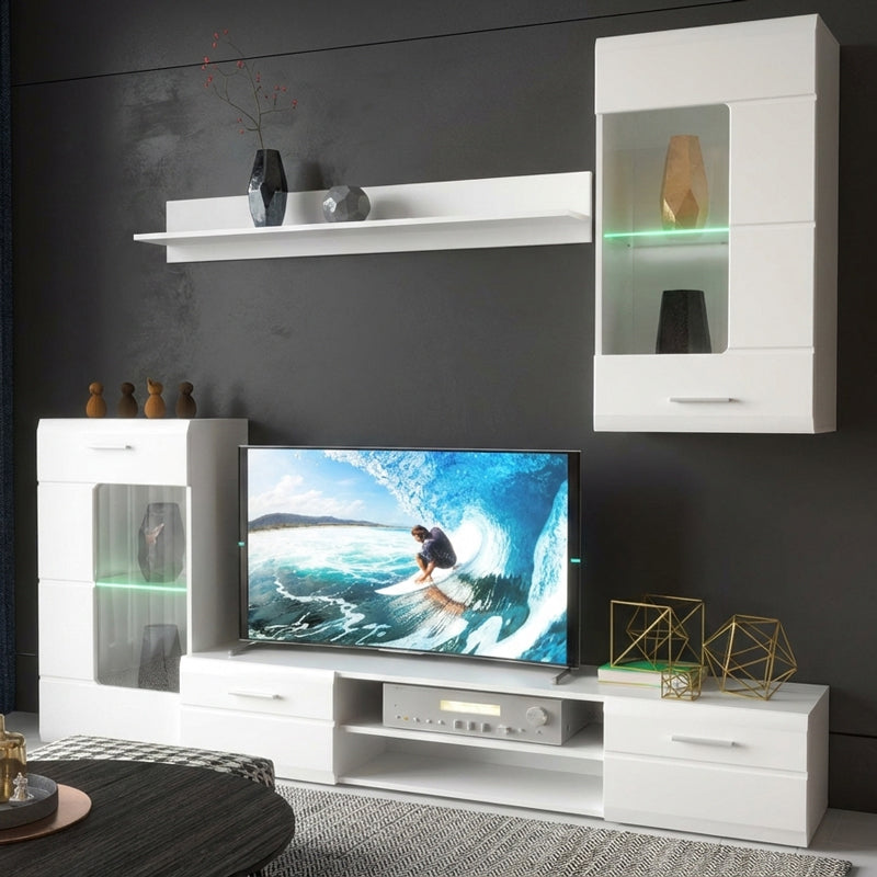 Set mobilier living modern Saleto, lemn, 230x39x202 cm