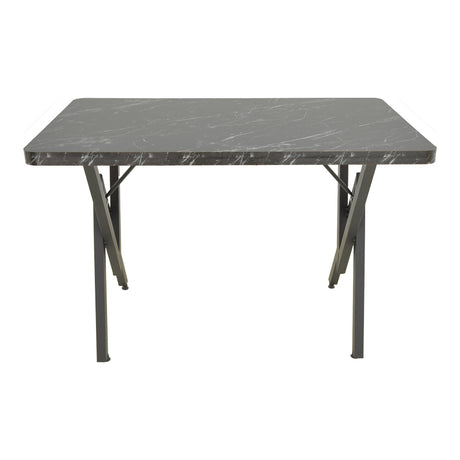 Masă cu efect de marmură neagră Vertex, Metal negru, 110x70x72 cm