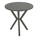 Masa rotundă cu aspect de marmură neagră Rogue, Metal, D70x72 cm