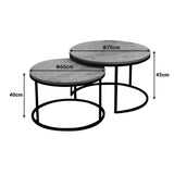 Mese de cafea set 2 piese Solme, Lemn și Metal, variate