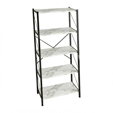 Biblioteca Bimblem, efect marmura alba-Negru, metal, 60x30x150 cm