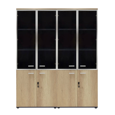 Dulapuri Lotus cu 2 usi din sticla/lemn stejar-Gri inchis 160x45x180 cm