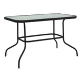 Masă de sufragerie cu funcție de dining Valor-Tade, Set 5 piese, Metal negru-Glas, 110x60x70 cm