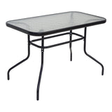Masă de sufragerie cu funcție de dining Valor-Tade, Set 5 piese, Metal negru-Glas, 110x60x70 cm