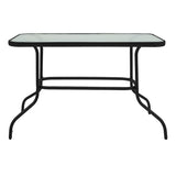 Masă de sufragerie cu funcție de dining Valor-Tade, Set 5 piese, Metal negru-Glas, 110x60x70 cm