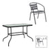 mobilier de gradina Masă de sufragerie cu funcție de dining Valor-Tade, Set 5 piese, Metal negru-Glas, 110x60x70 cm