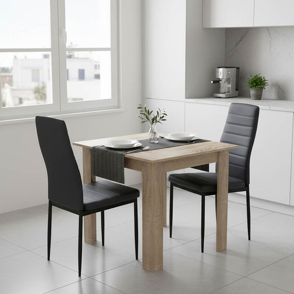 Set de Masa pentru dining format 3 piese Manka-Parker, facut, neagra-sonoma 80x80x77 cm