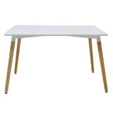 Set de masă și scaune Natali-Noor, Gri-Alb cu picioare Naturale, Masă 120x80x76 cm