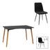 Masa Cu Scaune Set Mobilier Dining cu Masă și 4 Scaune, Natali-Noor, Negru, Picioare Lemn, 120x80x76 cm