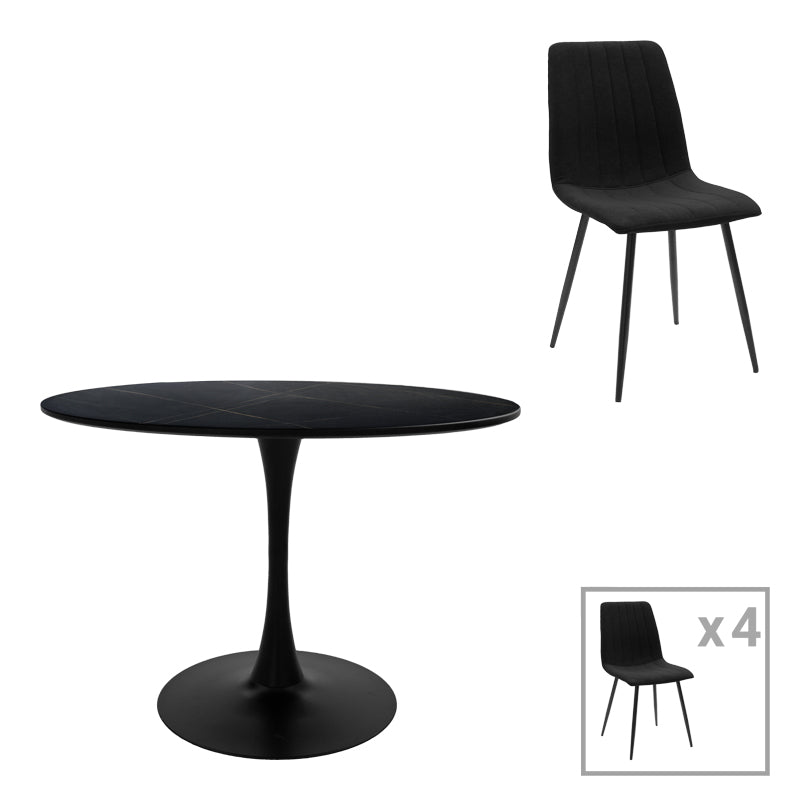 Set de sufragerie cu masă și scaune Balou-Noor, și, Negru, 120x73 cm