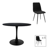 Set de sufragerie cu masă și scaune Balou-Noor, și, Negru, 120x73 cm