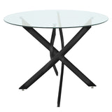 Set Mobilier pentru Dining cu Mese din Sticlă Antoro, Sticlă/Metal, Masă D100x75 cm, 5 Piese, Negru