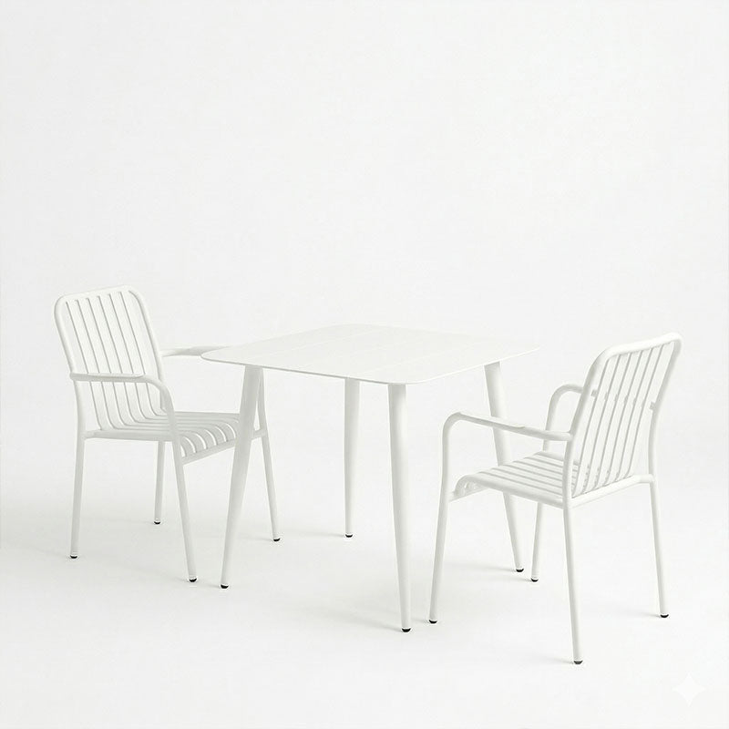 Set dining exterior Heven Vista, 3 piese, Negru-Alb, aluminiu, 80x80x72 cm