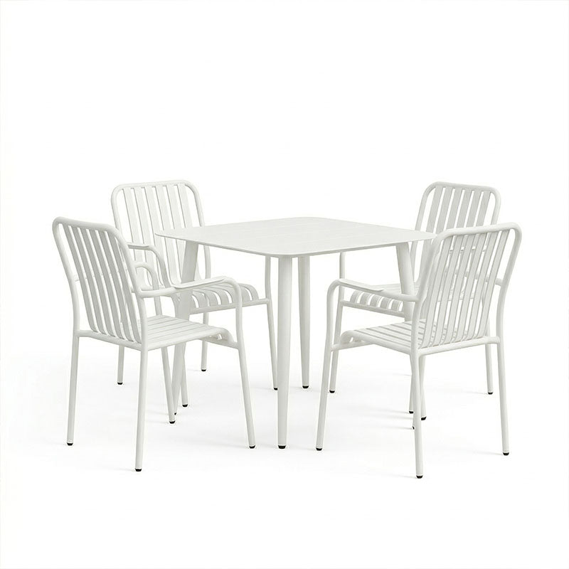Set dining exterior Heven Vista, 5 piese, Negru-Alb, aluminiu, 80x80x72 cm