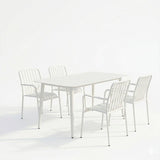 Set dining exterior Heven Vista, 5 piese, Negru-Alb, aluminiu, 150x80x72 cm