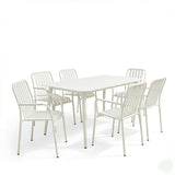 Set dining exterior Heven Vista, 7 piese, Negru-Alb, aluminiu, 150x80x72 cm