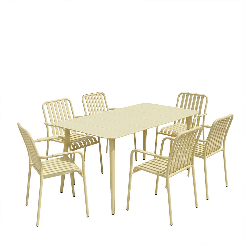 Set dining exterior Heven Vista, 7 piese, Champagne, aluminiu, 120x70x72 cm